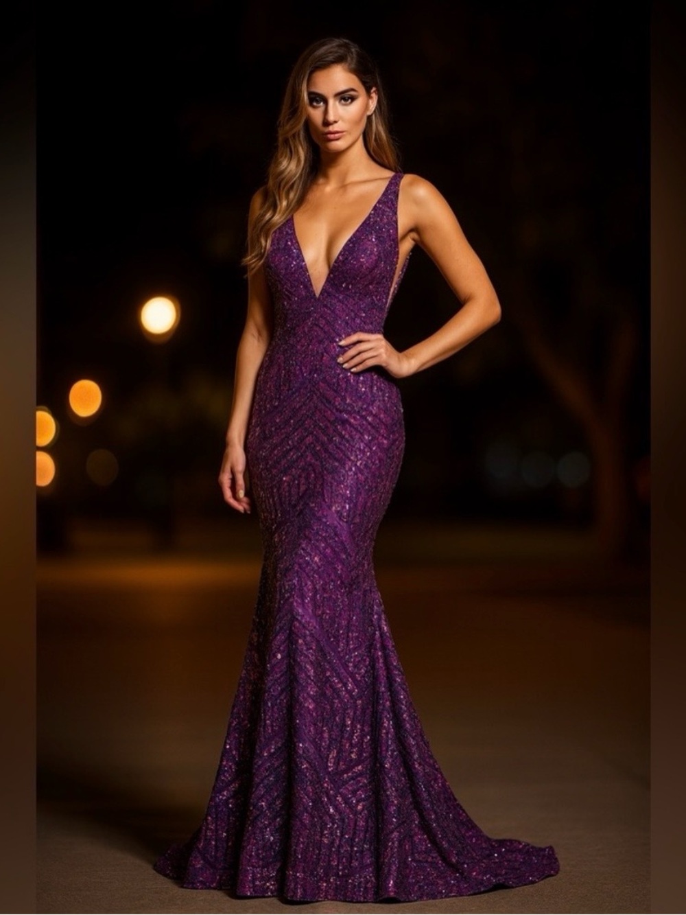 Jovani Iridiscent Patterned Formal Dress Size 12